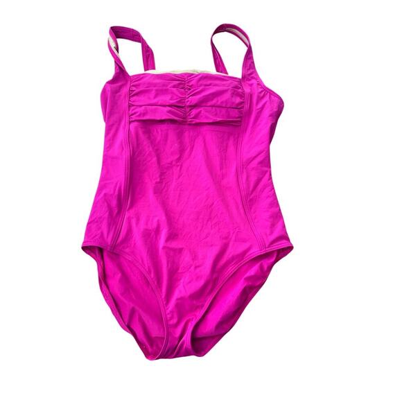 Calvin Klein Women's Raspberry Pink One Piece Swimwear Peony Swim Suit Size 12 - Picture 1 of 7